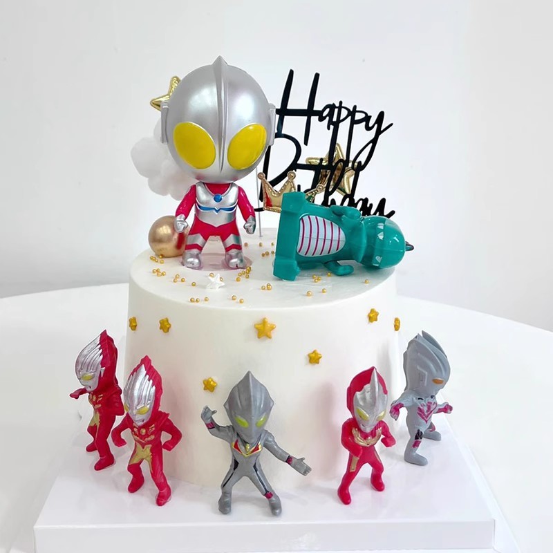 Cake Topper Tema Ultraman Suprise / Hiasan Kue Ultraman Kepala Besar Lucu