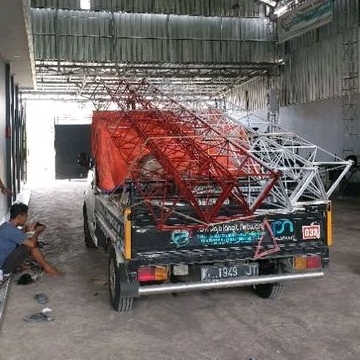 Paket order pemasangan tower triangle SNI 8 stage bpk Abdul Qudus site Magetan Jawa Timur
