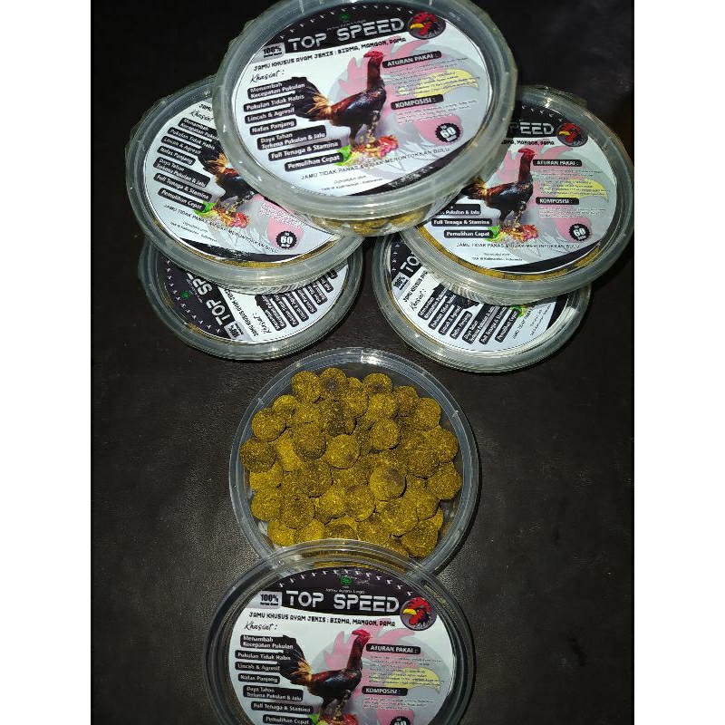 jamu ayam aduan top speed khusus ayam jenis Mangon, Pama, Birma isi 60 Butir