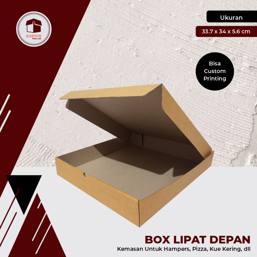 

KARDUS/BOX LIPAT DEPAN UK 33 x 33 x 5 cm (BOX PIZZA) -Hampers/Packaging/Giftbox/KardusPizza/BoxPizza