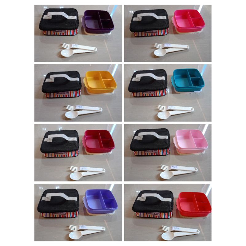 Set tepak makan Loly Tup Tupperware + sendok garpu + tas