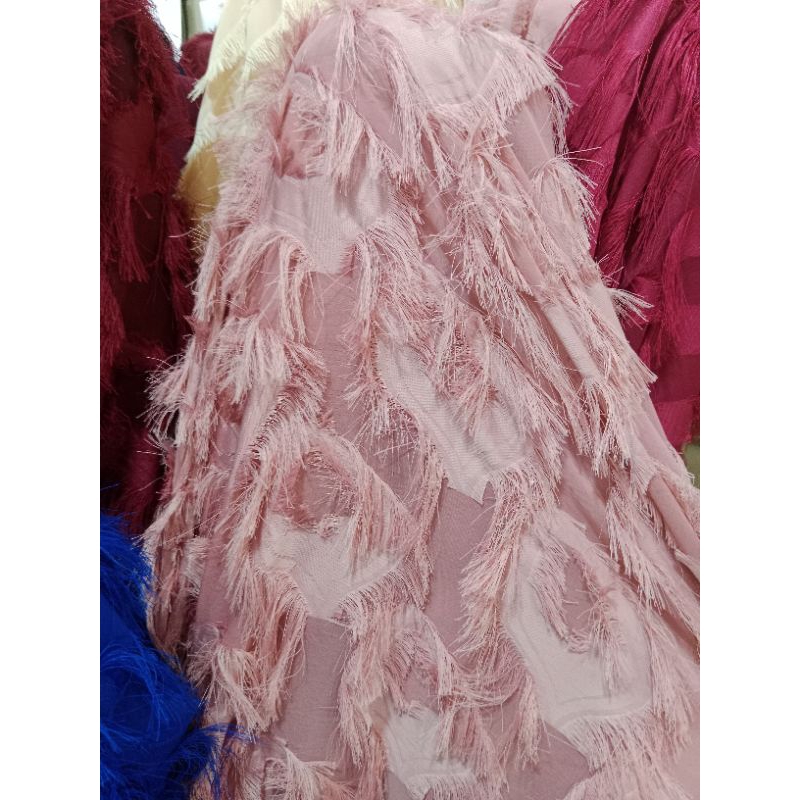 Bahan Kain Sifon Bulu - Bulu  Rumbai Antik Rumbai Premium