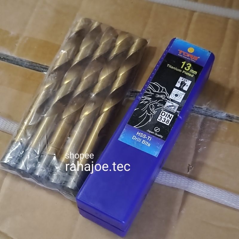 Mata Bor Besi 13mm HSS Tora Titanium Plated 13 mm Drill Bits PACK Isi 5pcs