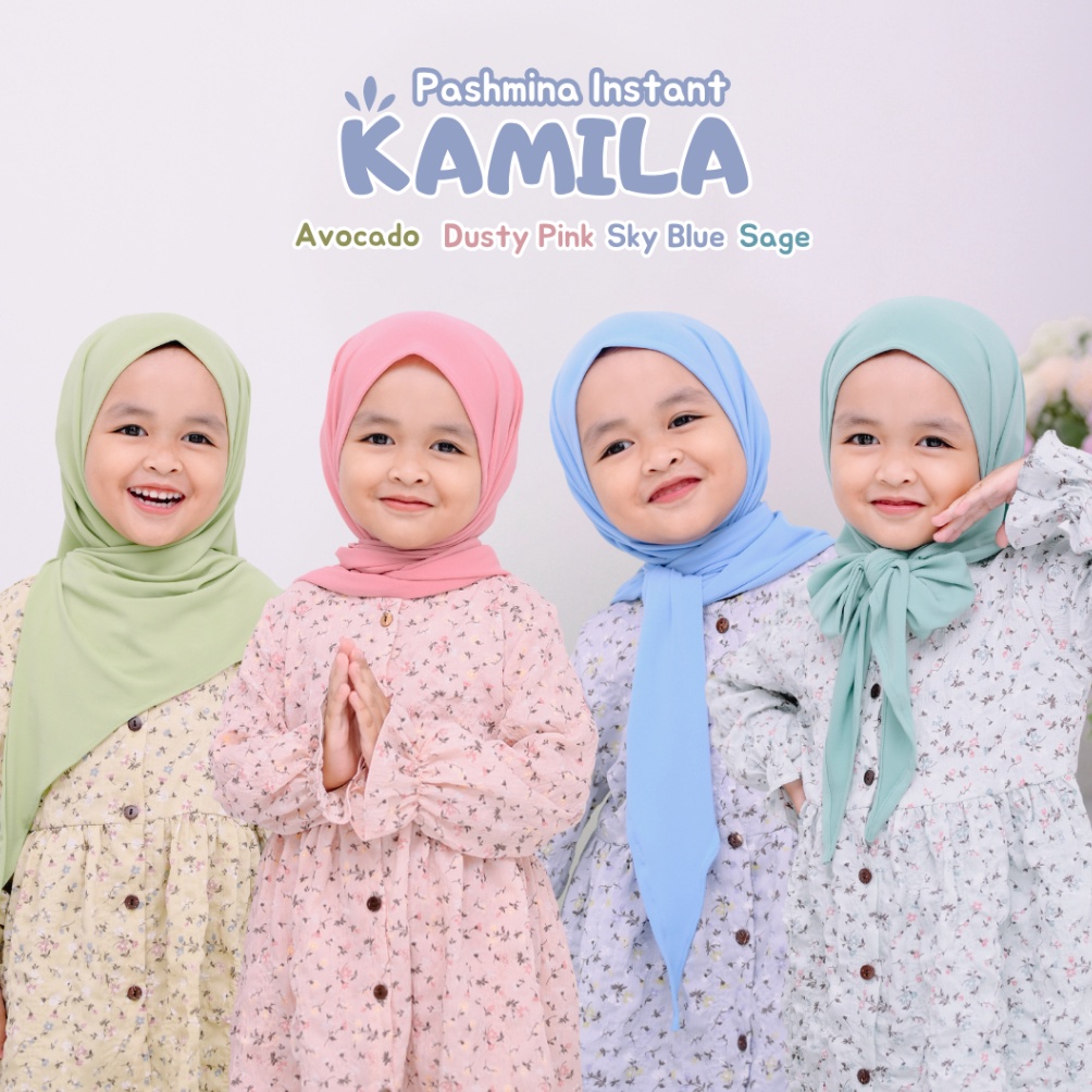ART U75Y Nauree  Pashmina Instant Kamila Kerudung Untuk Anak Perempuan Umur 1 2 3 4 5 6 7 8 9 Tahun 