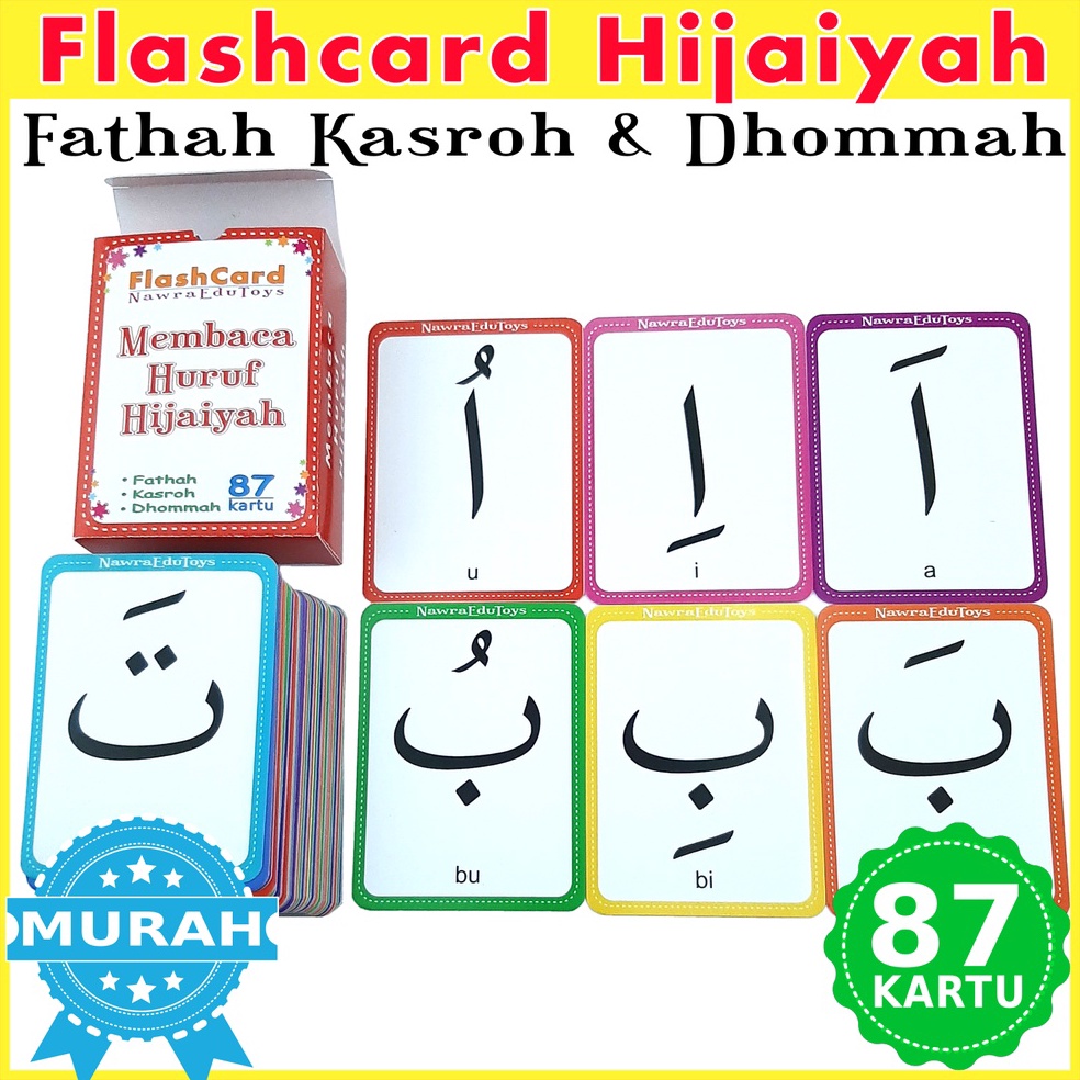 ART D26N Flashcard huruf hijaiyah dengan HAROKAT Flash Card Kartu Pintar Belajar
