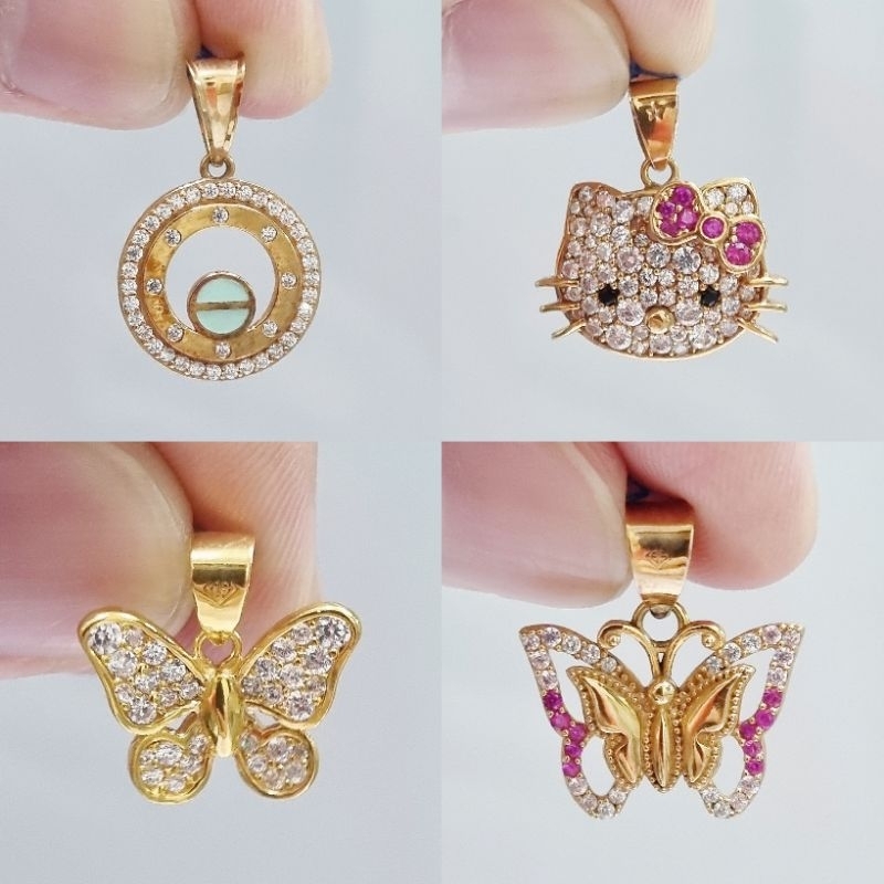 8K - Liontin Emas Asli Kupu-Kupu & Hello Kitty Kadar 375 - PJ