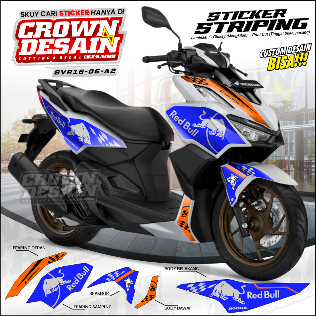 Striping Vario 160 - Stiker variasi motor Vario New 160 Motif Custom Sticker semifull vario - SVR16
