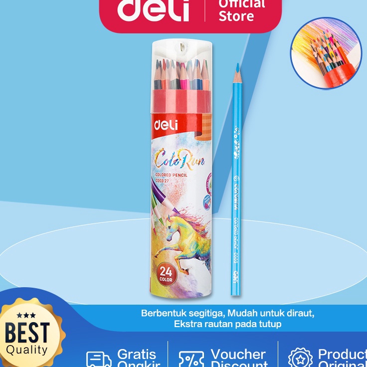 

Grosir Khusus Deli Pensil Warna 24 Warna dengan Bonus Rautan Pensil pada box EC327