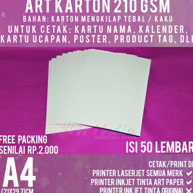 

Serba Istimewa Art Karton 21 gsm A4 isi 5 lbr Kertas Carton Paper Glossy 21 gram