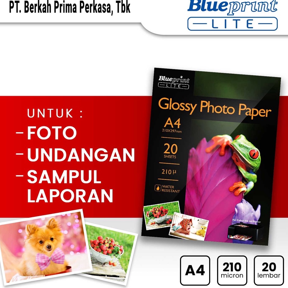 

Pusat Termurah Kertas Foto Glossy Photo Paper Poto BLUEPRINT Lite A4 1R 21 Micron