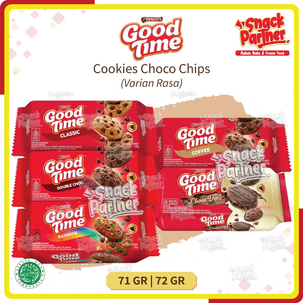 

GOOD TIME - COOKIES CHOCO CHIPS 71 / 72 GR - Cookie Chocochips Classic Double Choc Rainbow Choco Dhips Biscuit Biskuit Coklat GOODTIME