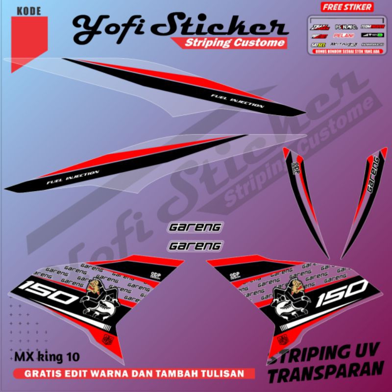 decal stiker stripingtransparan  variasi full body striping MX king biru putih old new MX king 10