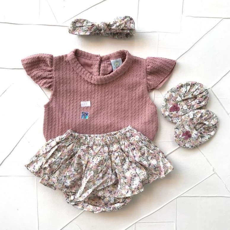 ART O9G3 Baju Anak Bayi Perempuan Setelan 6 bulan bloomer set flower newborn kado bayi baju bayi cew