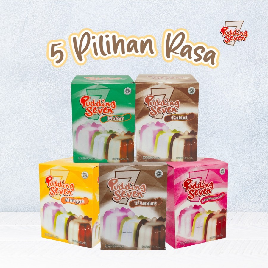 

PUDDING PUDING SEVEN BOX GROSIR RASA MANGGA COKLAT STROBERI TIRAMISU MELON KRIMER JELLY AGAR AGAR