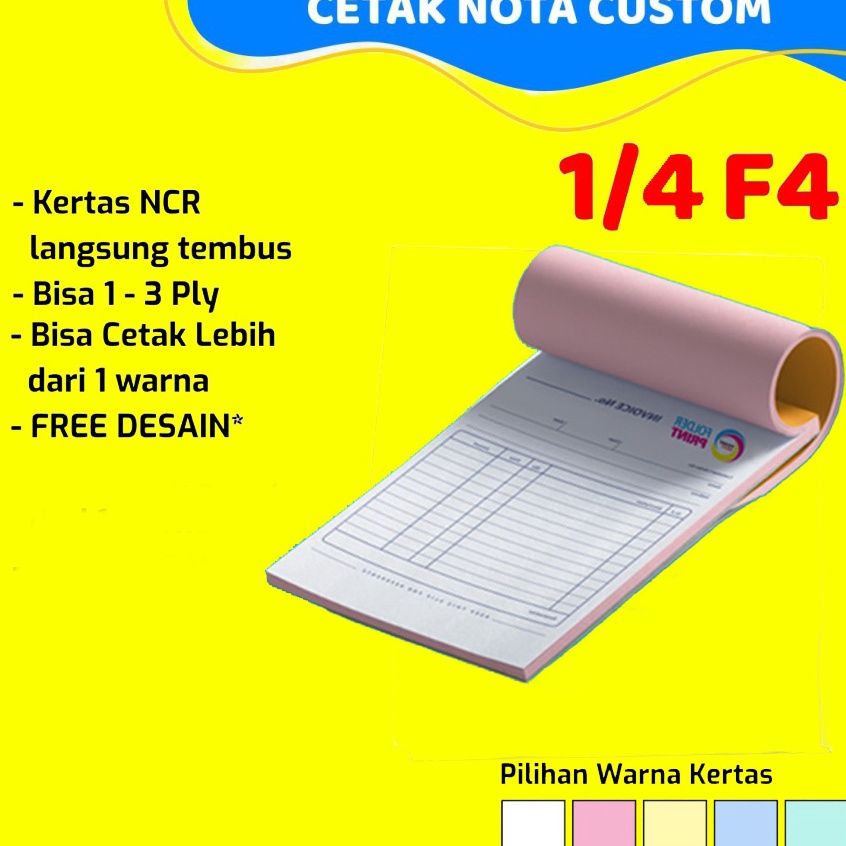 

Model Limited Cetak Nota Custom Murah Full Warna A6 14 FOLIO NOMER