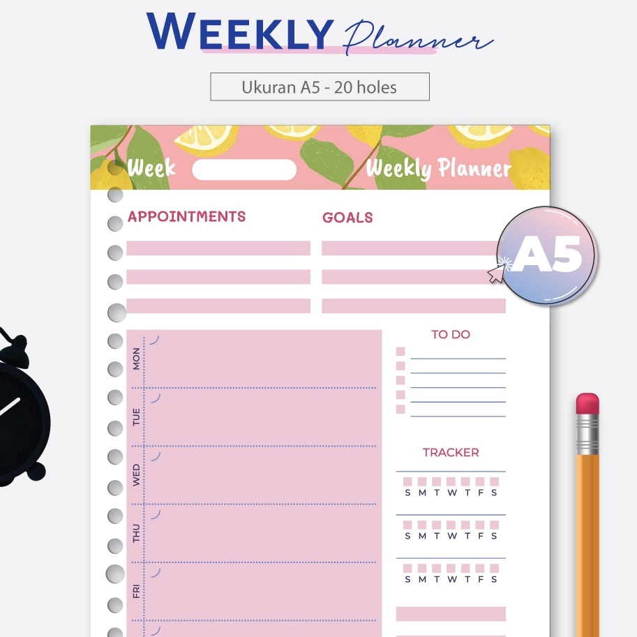 

Update Bermutu Bukuqu A5 Loose leaf L228 Weekly Planner Pink Kertas Binder