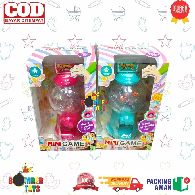 MAINAN ANAK CAPSULE MACHINE MESIN PUTAR PERMEN KARET BOLA MINI GAME ART I2W9