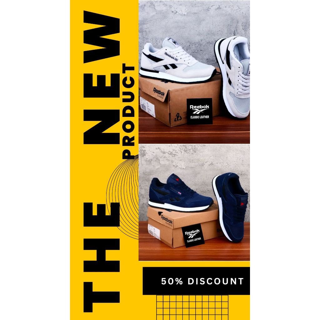 Sepatu Sport Rebook Classic | Sepatu Badminton / Volly / Olahraga Sepatu Sneakers Sport Kets Pria Mu