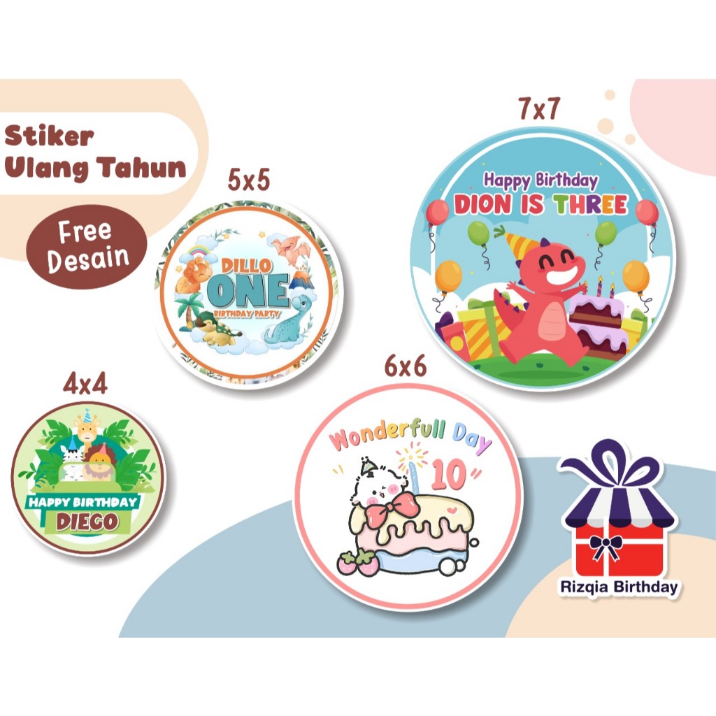 Stiker ulang tahun anak custom premium/souvenir