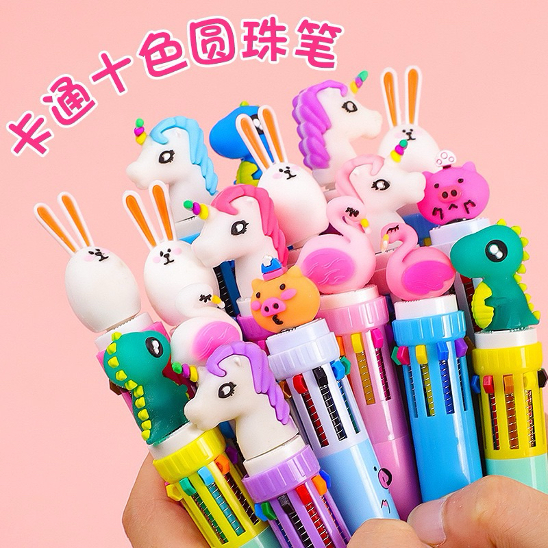 

Pulpen 10 Warna bermotif lucu / karakter / dino/ babi / unicorn / bebek / rabbit / anak