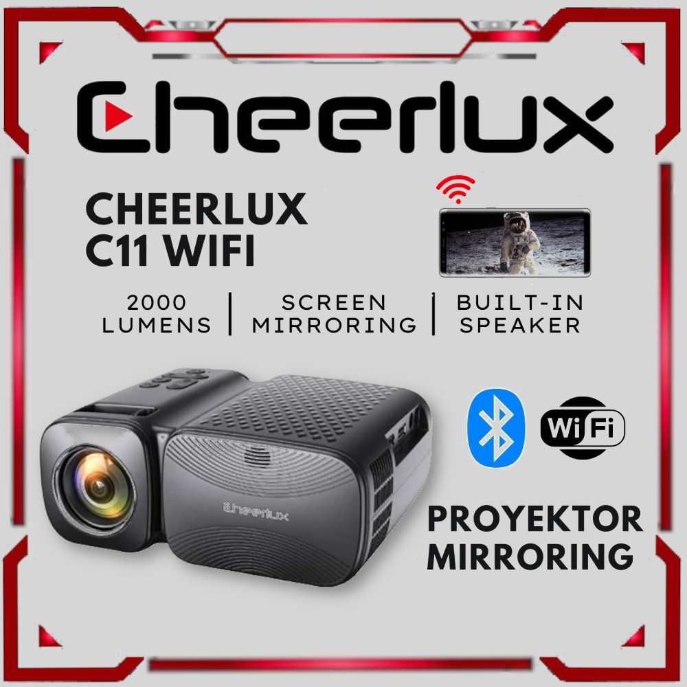 Cheerlux C11 Wifi Mini Projector Bluetooth Wireless Mirroring LED 2000 Lumens