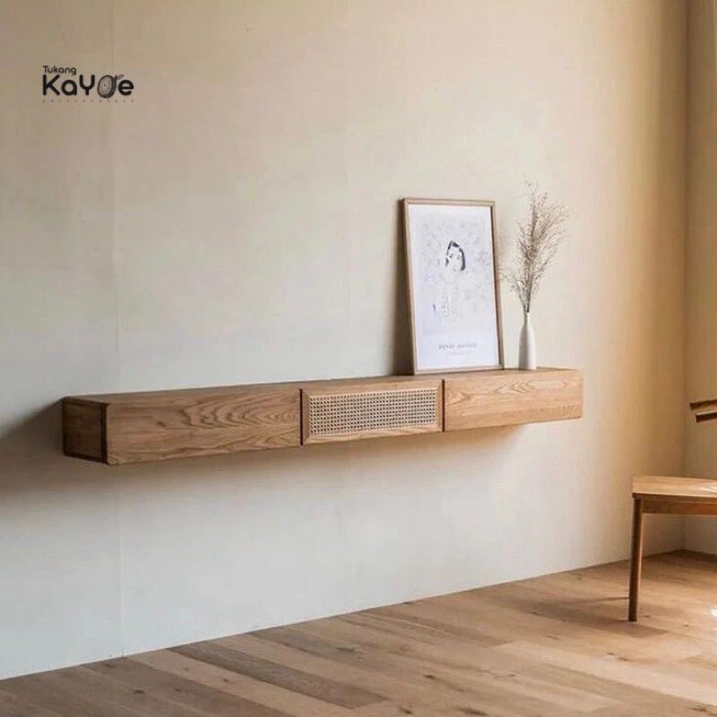 Cabinet Tv Meja Tv Gantung Rak Tv Gantung Minimalis Kayu jati solid