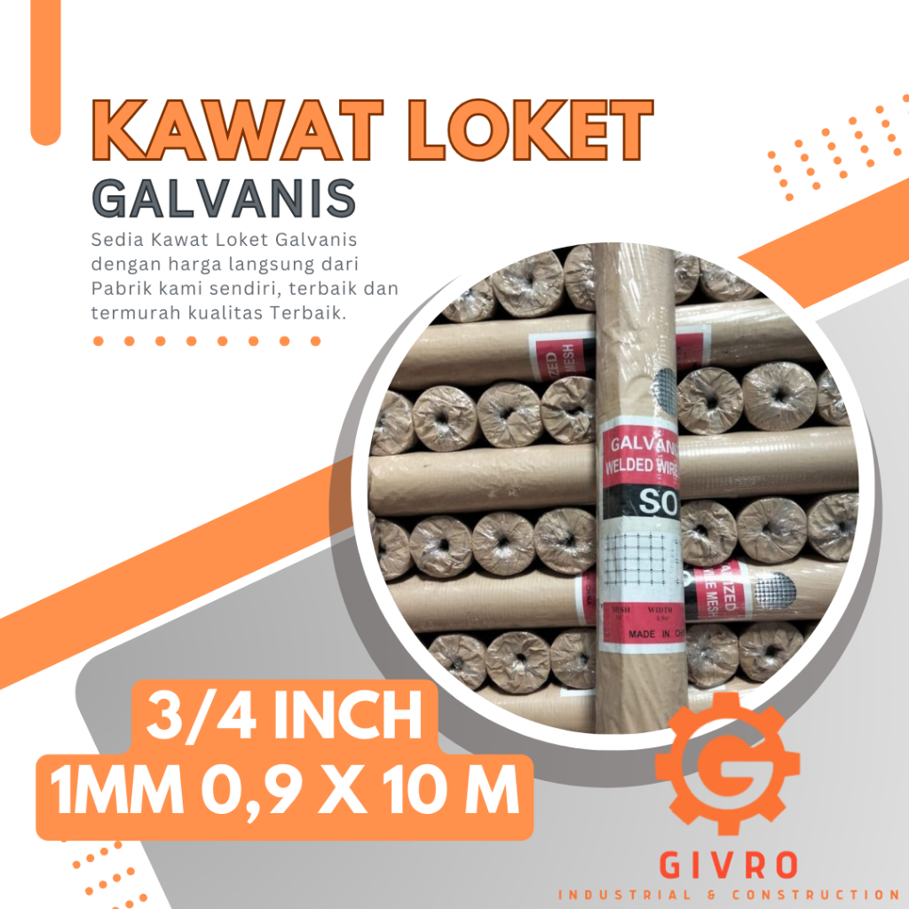 Kawat Loket Galvanis 3/4 Inch | Kawat Loket 1 MM 0,9 x 10 mm | Kawat Loket Kandang