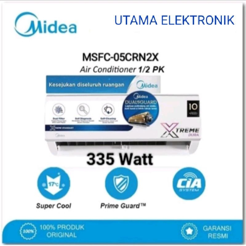 AC Midea MSFC-05CRN2 Gold Fin 1/2 PK 0,5 PK  Low Watt + pasang