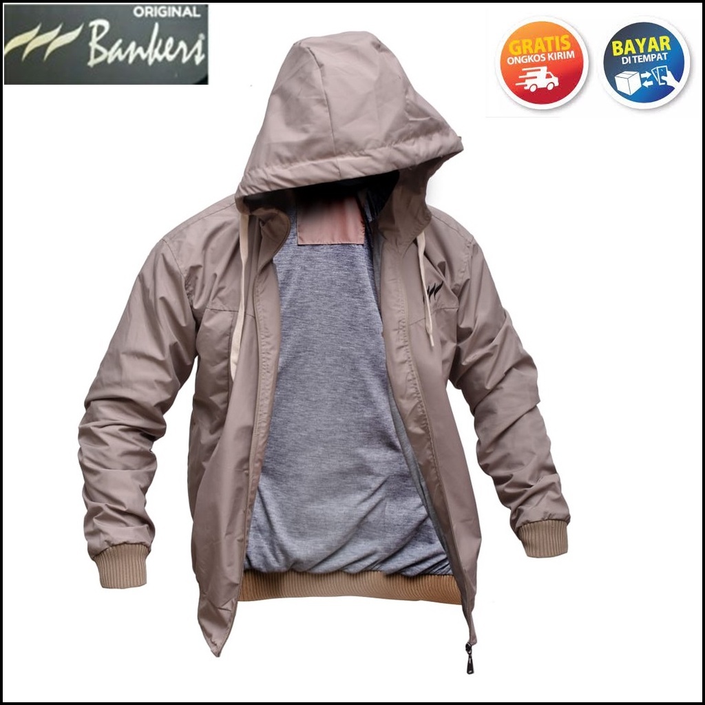 Jaket Pria casual jeket cowok hodie Jacket Parasut tudung jket windproof BKRS 029 bahan lembut COD
