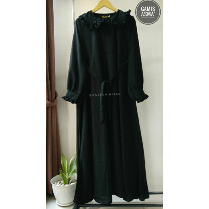 Set safar Gamis Akhwat Asmaa' | Gamis bahan Jetblack atau Fortaleza bisa request warna tua