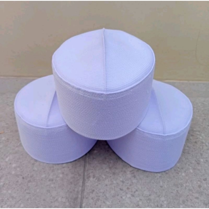 Peci Kalbut Putih Habib Bahar/Peci Haji/Peci Batok Putih Polos/Kopiah Batok Anak Dan Dewasa Premium 