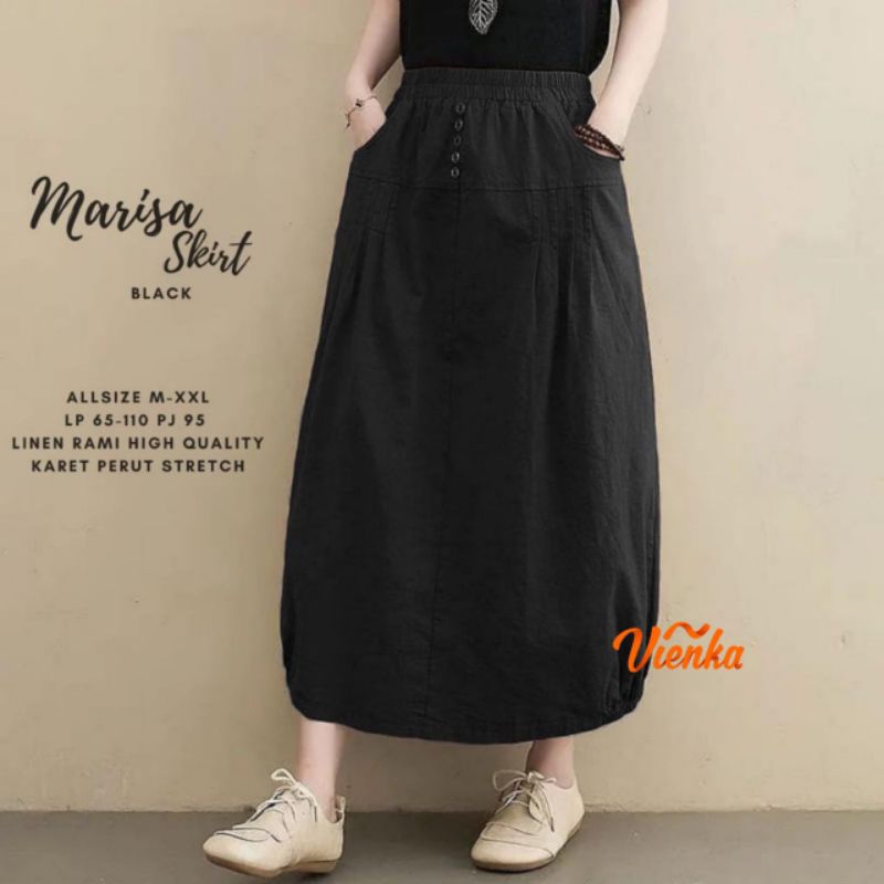 MARIMAR SKIRT HANIF ROK BAHAN LINEN RAMI FIT XL