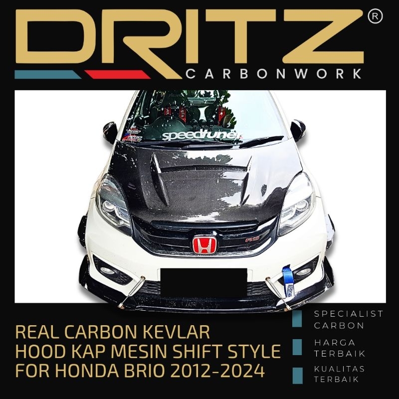Asli Carbon Kevlar HOOD KAP mesin SHIFT STYLE HONDA BRIO 2012-2018 Eksterior Karbon fibre asli Mobil