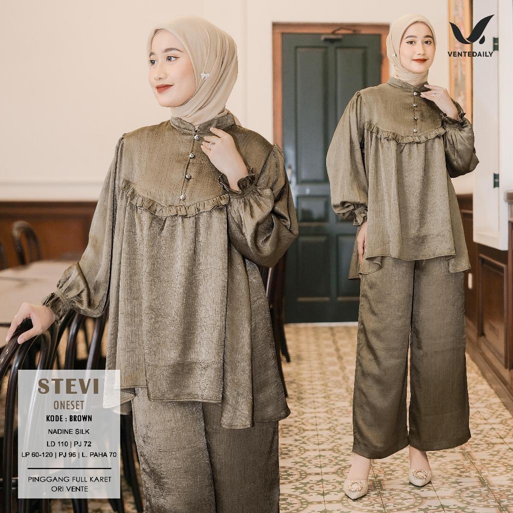 STEVI ONESET SERIES BY VENTEDAILY BAJU SILK BAJU WANITA OUTFIT CEWEK SHIMMER OUTFIT KONDANGAN
