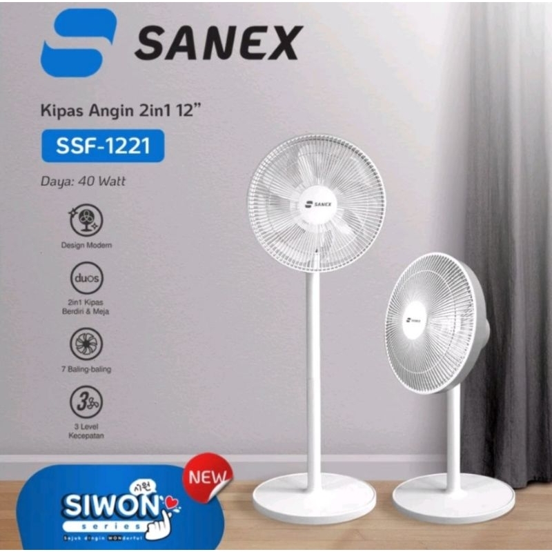 Kipas angin 2 in 1 sanex 12 in ssf 1221/kipas angin berdiri/kipas angin meja
