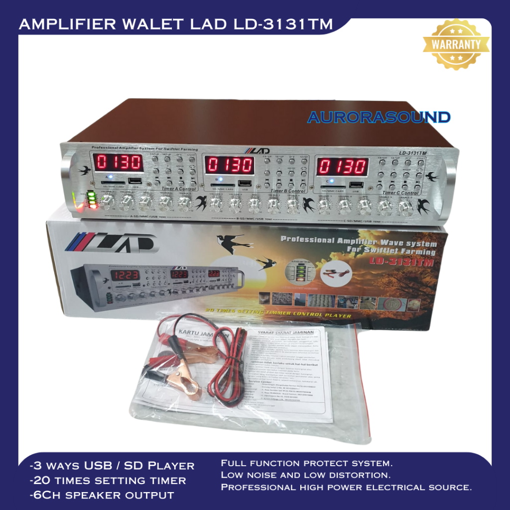 AMPLIFIER WALET LAD LD-3131TM 3 PLAYER 6 CHANNEL AMPLI WALET HIGH DISPLAY LED ORI GARANSI