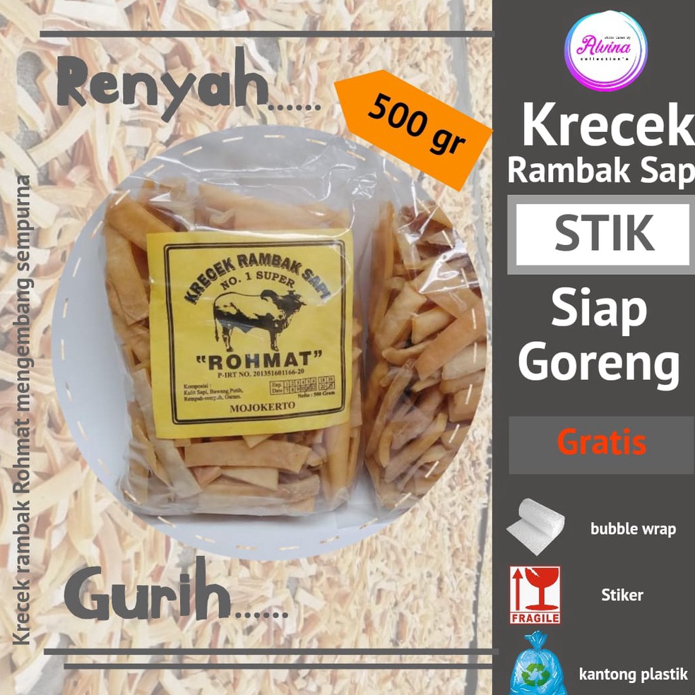 

Hot Product Krecek Rambak Sapi Rohmat STIK DAN DADU Siap Goreng GURIH DAN NIKMAT