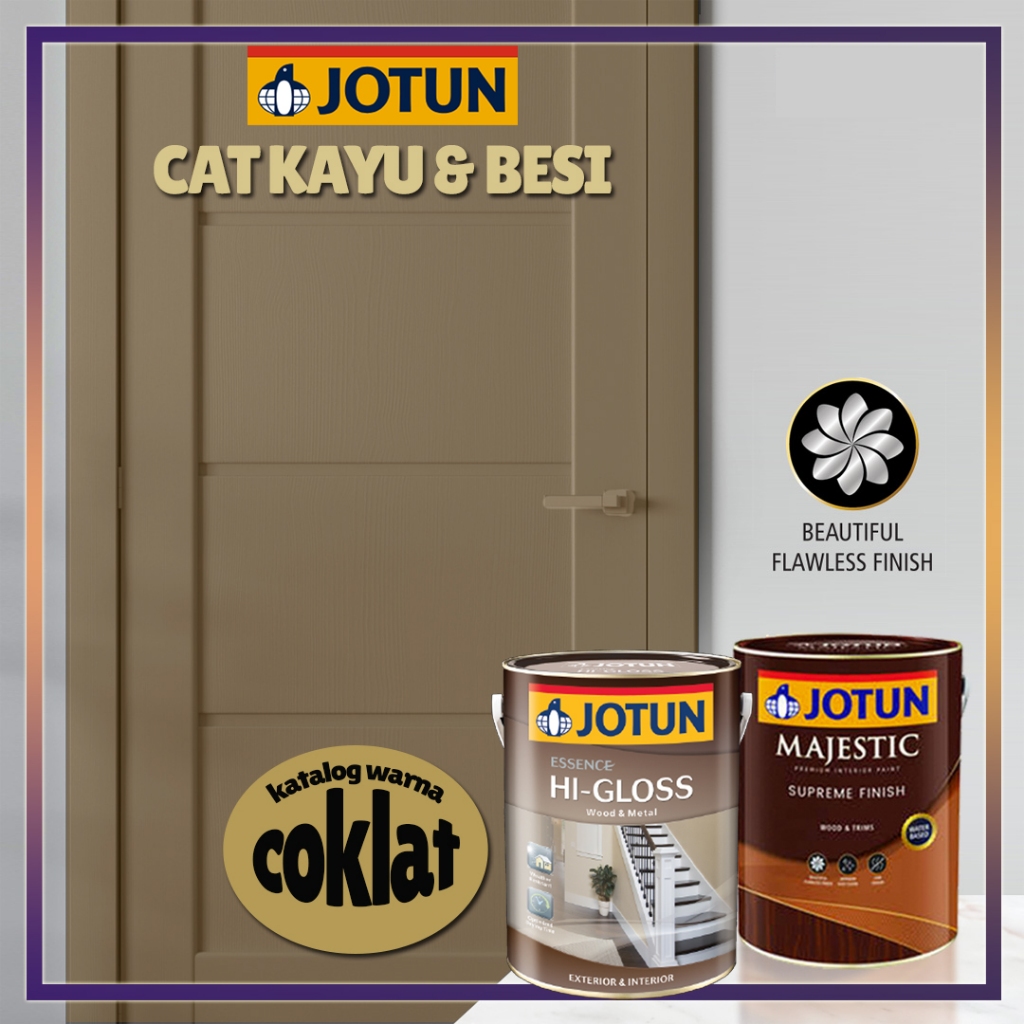 CAT KAYU BESI JOTUN HI-GLOSS & JOTUN MAJESTIC SUPREME WARNA COKLAT 1KG