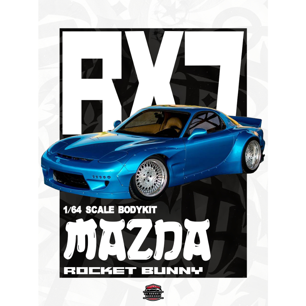 Wide BodyKit Instant BW3 Custom MAZDA RX7 PANDEM ROCKET BUNNY DIECAST 1/64