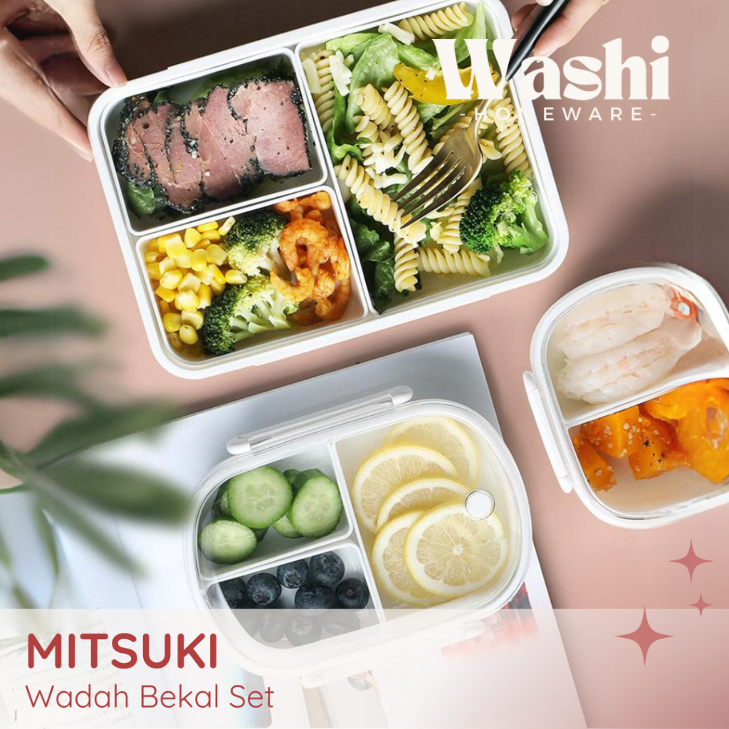 WASHI - MITSUKI Kotak Set Bekal Mudah Lunch Box Makan Minimalis Wadah Simpan Makanan Kotak Bento Box