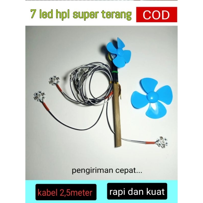 dinamo balap lampu layangan 7led hpl super terang fullset( 2 baling" besar dan kecil)