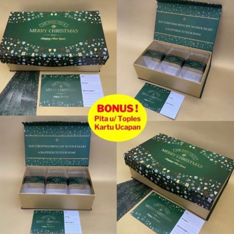 

Buruan Belanja Hardbox kue kering box kue kering Natal Box isi 3 untuk toples 35gr Natal Box hampers kue kering