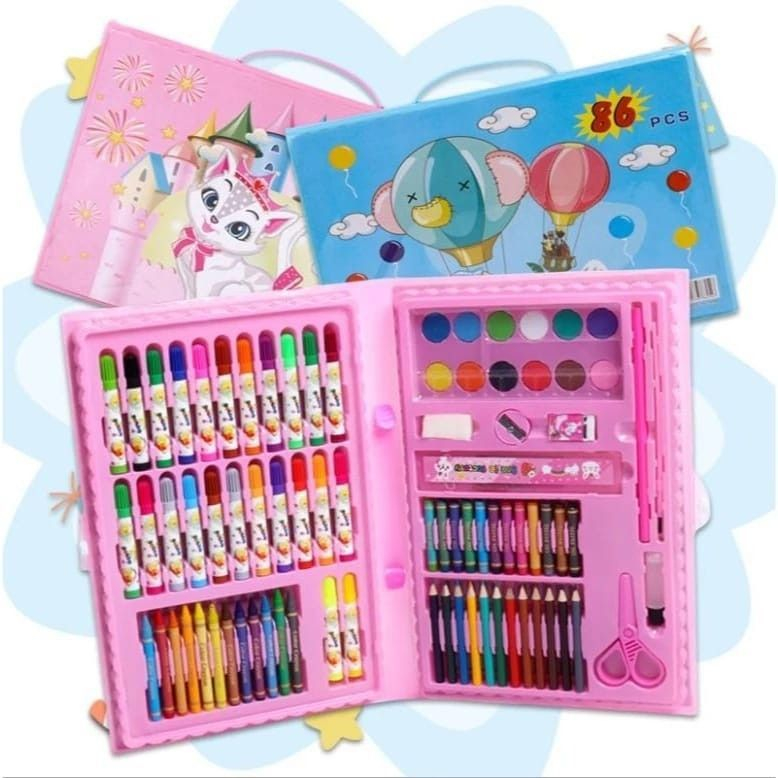 

[700gr] T897 | Crayon Set Isi 86 Pcs Pensil Warna Krayon Cat Warna Colouring Spidol