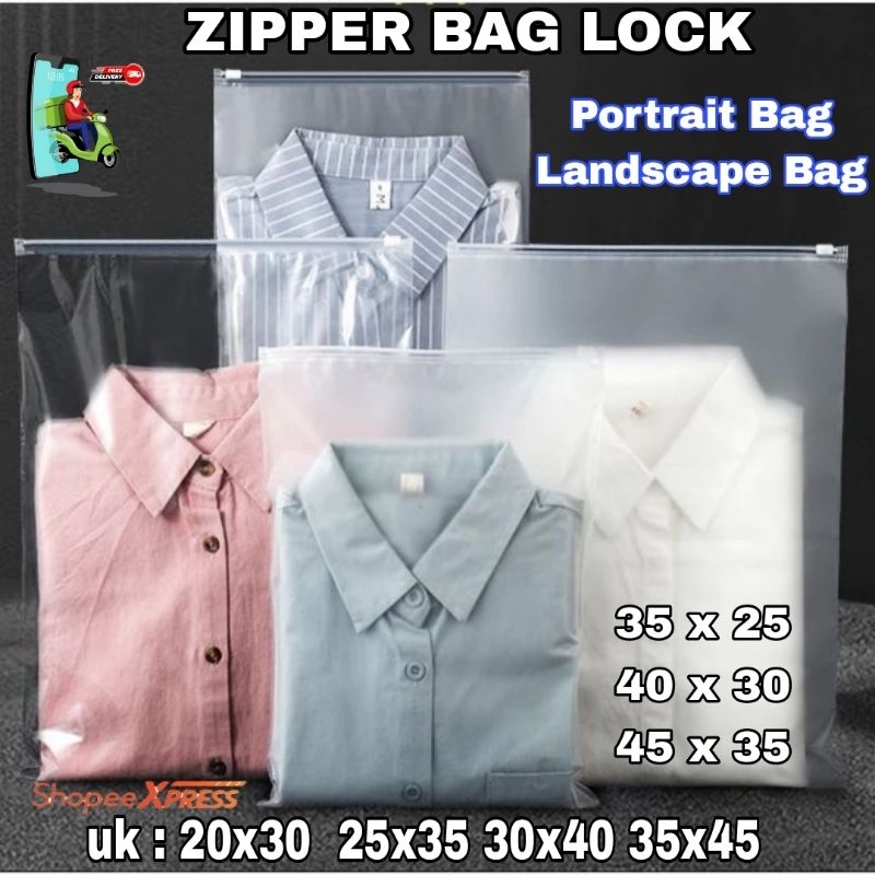 Zipper Bag Lock Potrait Landscape / Zipper Bag Baju / Plastik Zipper Bag / Zipper Storage / Zipper T