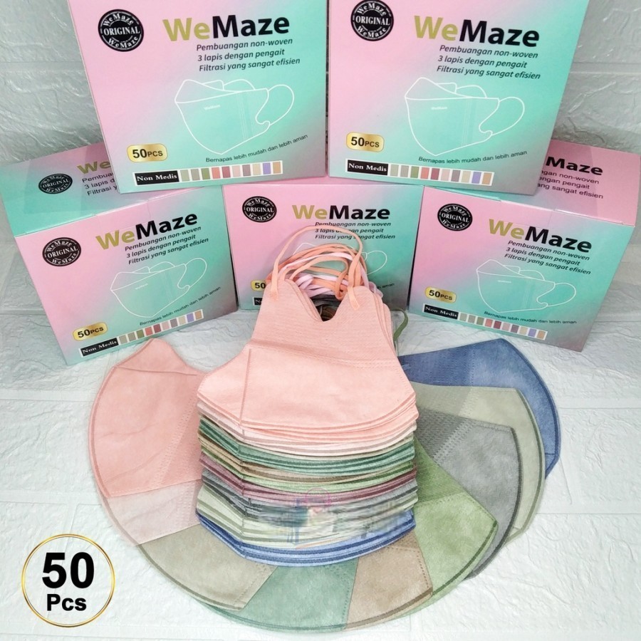 masker duckbill warna warni Filtcare isi 50/masker duckbill isi 50/ masker warna warni Emboss