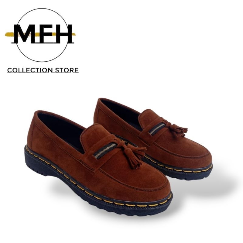 MFH sepatu loafers wanita Penny flat Suede dm440