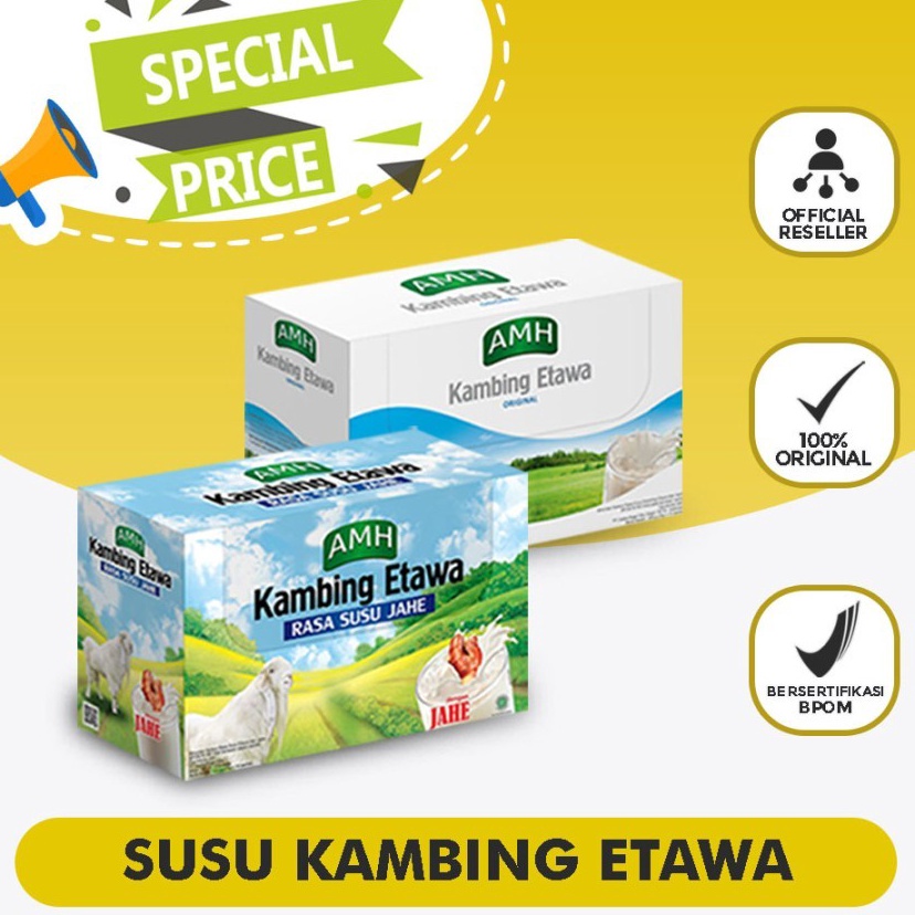 

Lagi murah Susu Kambing Etawa AMH 1 Box 1 Sachet Vanila Jahe Susu