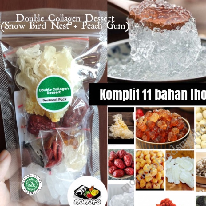 

Sale plus TERMURAH Double Collagen Dessert Personal Snow Bird Nest Peach Gum lengkap 11 bahan