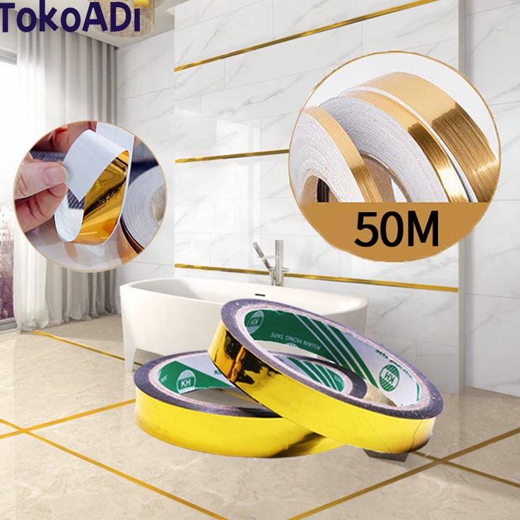 

Diskon Ekonomis 5MRoll Gold Selotip Masking Tape Gold Washi Tape Stiker Emas Pita Perekat Strip Perekat Diri Dekorasi Langitlangit Stiker
