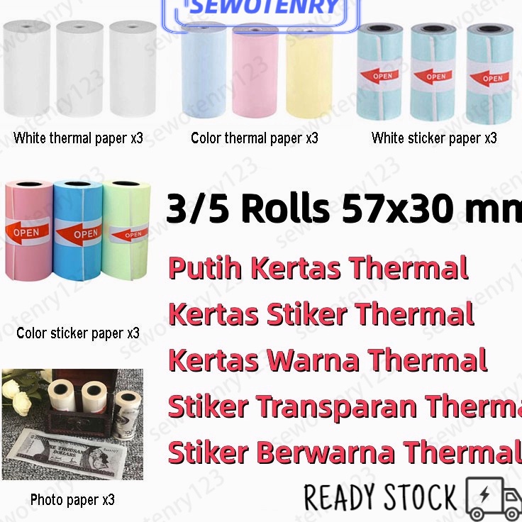 

Grosir Termurah COD35 Roll Kertas Struk Thermal Paper Roll PutihBerwarnaStiker 57x3 Coreless Termal EDC Thermal Printer Mini Bluetooth